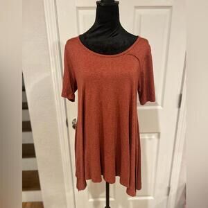LuLaRoe Rust Red Short Sleeve Swing Tunic Top - Size XS